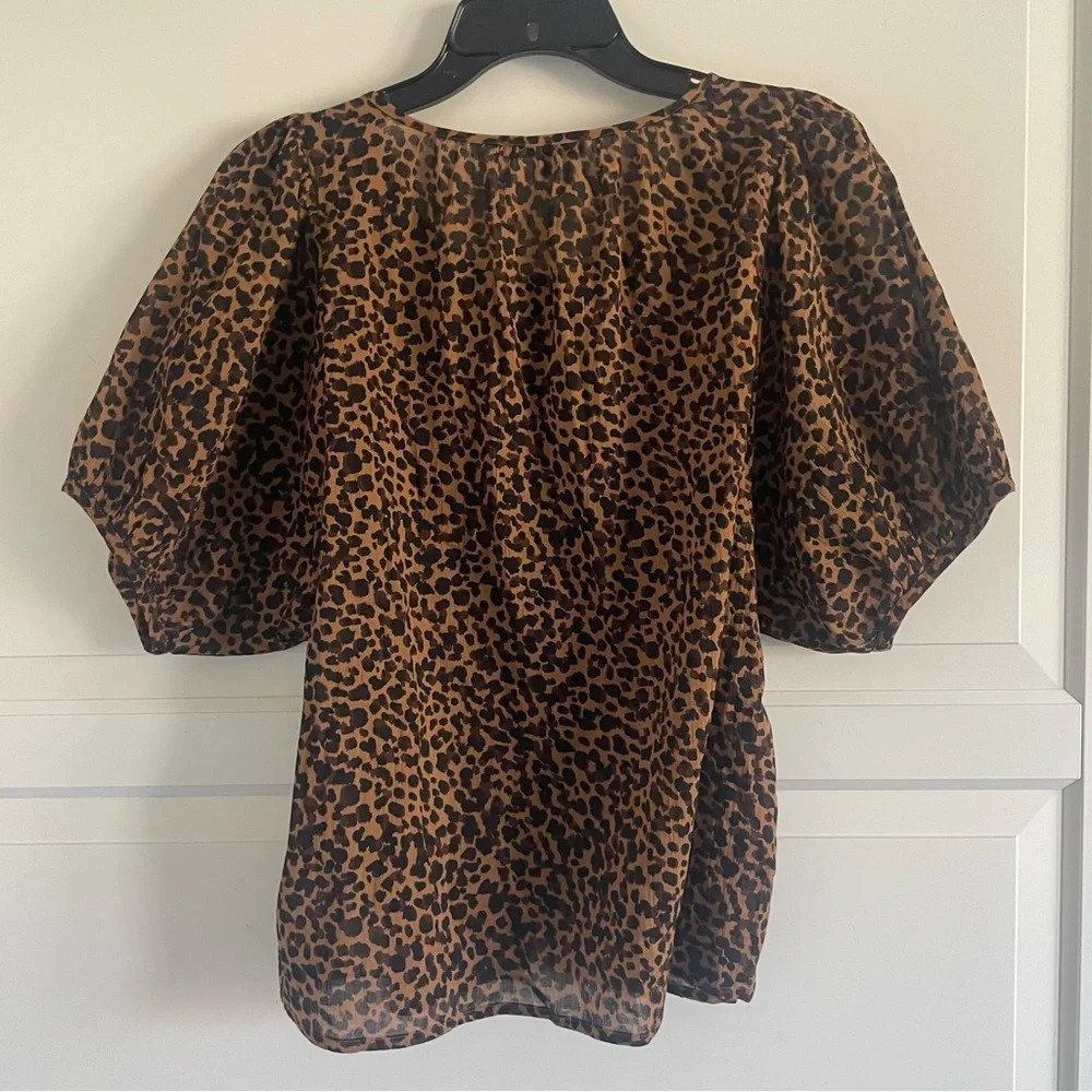 Madewell Balloon-Sleeve Button-Up Top Leopard 30922 - Picture 3 of 9